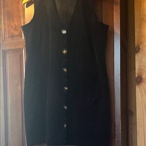 Mud Pie Black Sleeveless Button-Down corduroy Dress Size L.